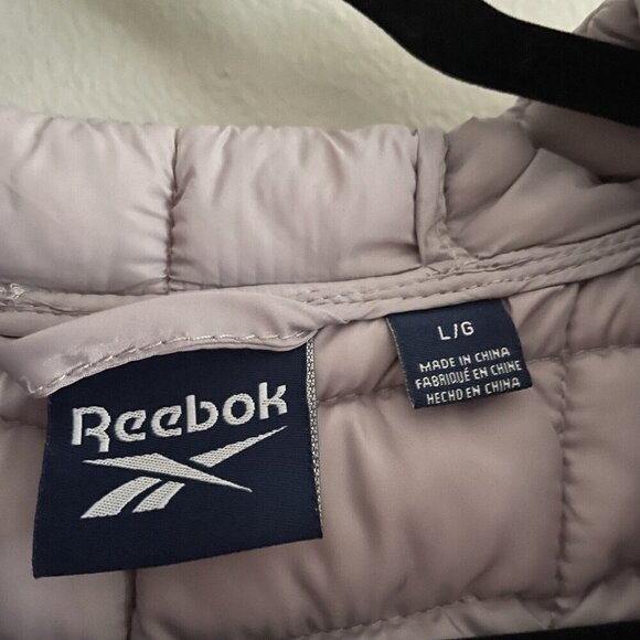 Reebok Women SZ L Light Purple Hooded Zip Pockets Puffer Winter Jacket Coat - Picture 8 of 11